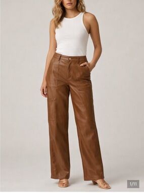 Lane 201 -Sans Souci Faux leather High waist wide leg pants Brown